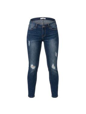 Seven7 Skinny Blue Stretch Distressed Denim Low Rise Jeans Junior’s Size 3